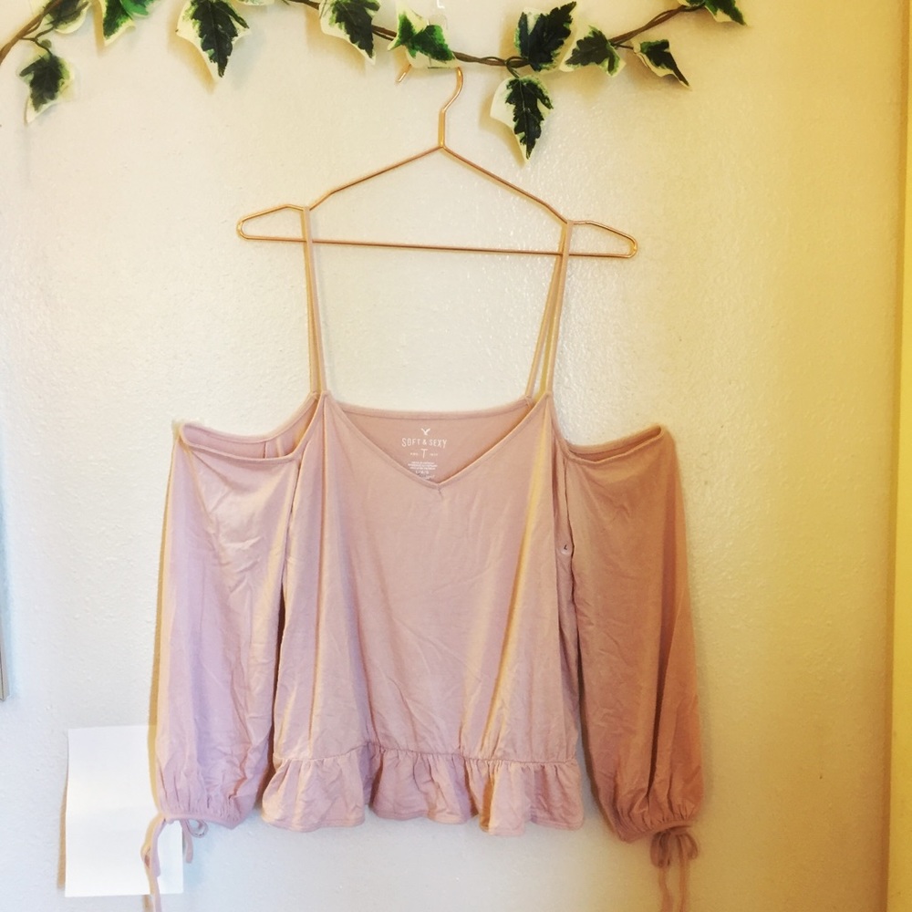 AEO Soft and Sexy Ruffle Cold Shoulder Top